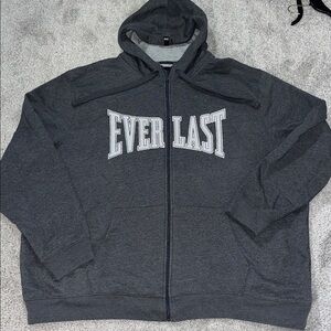 Gray Big Man Everlast Sport Full Zipper Hooded Hoodie Sweatshirt Jacket 4X Mens